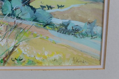 Lot 957 - Anthony Atkinson (1929-2014) gouache - Provençal Landscape near Le Pöet- Célard, signed, in glazed frame