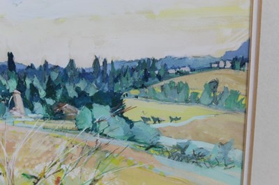 Lot 957 - Anthony Atkinson (1929-2014) gouache - Provençal Landscape near Le Pöet- Célard, signed, in glazed frame