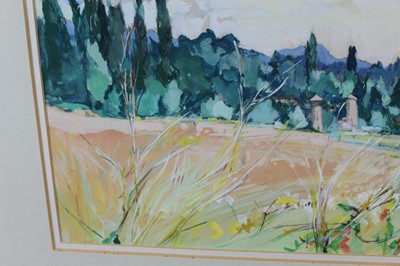 Lot 957 - Anthony Atkinson (1929-2014) gouache - Provençal Landscape near Le Pöet- Célard, signed, in glazed frame
