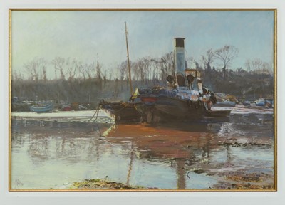 Lot 952 - *Margaret Glass (b.1950) pastel - Early Morning Pin Mill, initialled, 
in glazed frame