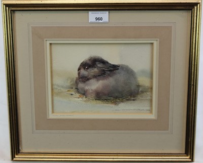 Lot 960 - Ian Armour-Chelu (1928-2000) watercolour - Baby Grey Rabbit, 
signed, in glazed frame