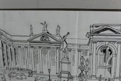 Lot 950 - *Edward Bawden (1903-1989) pen and ink drawing – Bank of Ireland, signed and dated 1963, in glazed frame