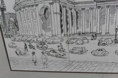 Lot 950 - *Edward Bawden (1903-1989) pen and ink drawing – Bank of Ireland, signed and dated 1963, in glazed frame
