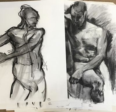 Lot 133 - Steph Q Rubin, contemporary, group of eleven charcoal life drawings, six with artists stamp and dated '99 and 2000, unframed