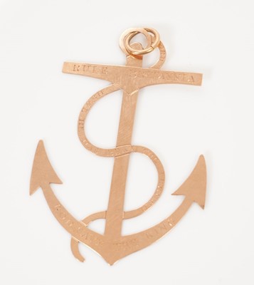 Lot 9 - A rare George III gold anchor pendant, commemorating Earl Howe and his celebrated 1st June 1794 Victory.
