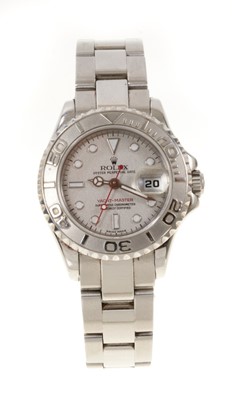 Lot 617 - Ladies' Rolex Yacht Master wristwatch with original receipt, box, guarantee card, service card and papers in original box