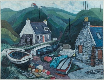 Lot 1032 - *Dione Page (1936-2021) pastel with gouache on paper laid on card - '..Nr Banff', signed, titled indistinctly and dated '99, 78cm x 60cm, unframed.