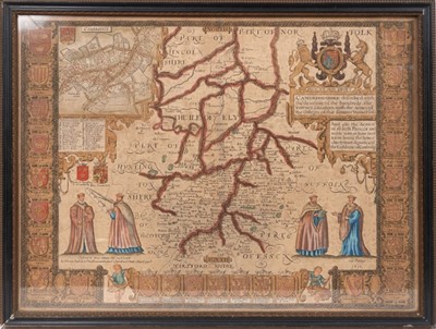 Lot 870 - John Speede: 17th century hand-coloured engraved map of Cambridgeshire