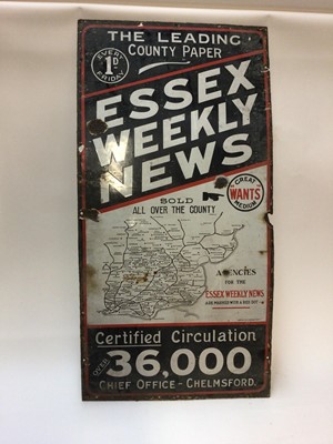 Lot 2437 - Essex weekly news enamel sign
