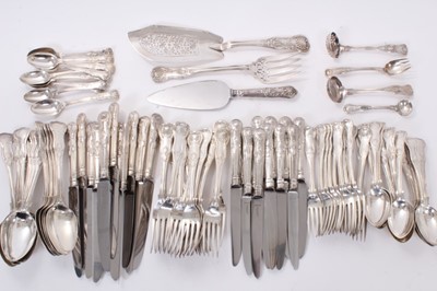 Lot 267 - Composite canteen of 19th and early 20th century mainly Kings pattern with diamond heel cutlery