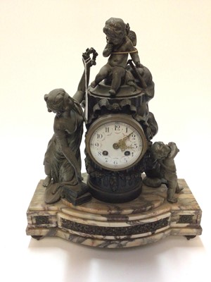 Lot 2452 - French Figural clock on marble base