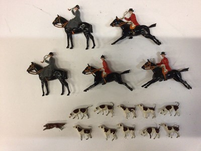 Lot 1863 - Box of painted lead hunting figures and other lead animals