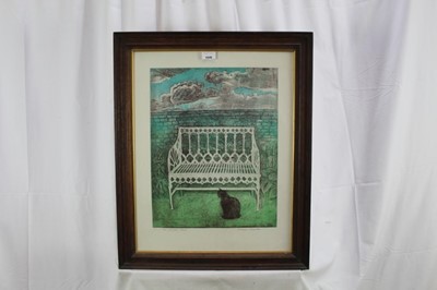 Lot 1048 - *Richard Bawden (b.1936) signed artists proof etching - 'The Garden Seat', 58cm x 45.5cm, in glazed frame