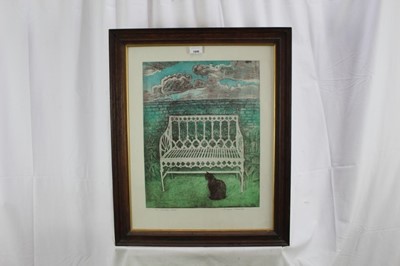 Lot 1048 - *Richard Bawden (b.1936) signed artists proof etching - 'The Garden Seat', 58cm x 45.5cm, in glazed frame