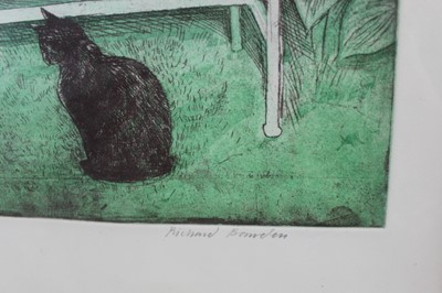 Lot 1048 - *Richard Bawden (b.1936) signed artists proof etching - 'The Garden Seat', 58cm x 45.5cm, in glazed frame