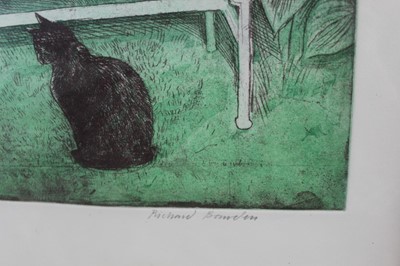 Lot 1048 - *Richard Bawden (b.1936) signed artists proof etching - 'The Garden Seat', 58cm x 45.5cm, in glazed frame