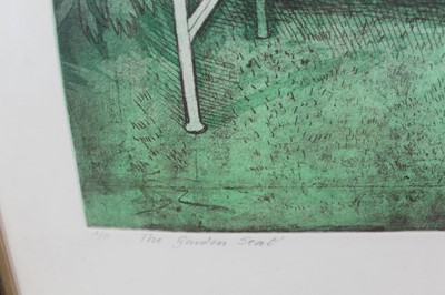 Lot 1048 - *Richard Bawden (b.1936) signed artists proof etching - 'The Garden Seat', 58cm x 45.5cm, in glazed frame