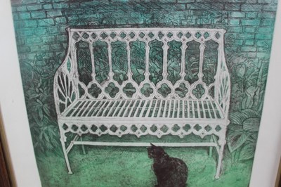 Lot 1048 - *Richard Bawden (b.1936) signed artists proof etching - 'The Garden Seat', 58cm x 45.5cm, in glazed frame
