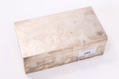 Lot 349 - Silver cigarette box with engraved insignia 48th South Midlands Divisional Signals T.A.