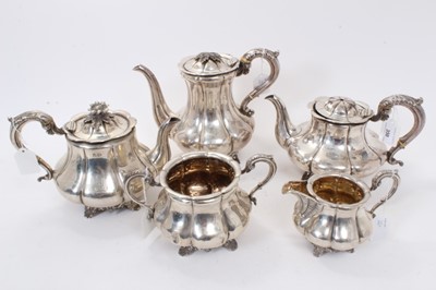 Lot 350 - Mid 19th century five piece silver tea set