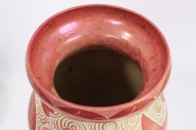 Lot 147 - A William de Morgan ruby lustre fish vase