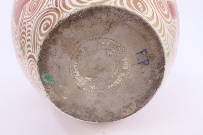 Lot 147 - A William de Morgan ruby lustre fish vase
