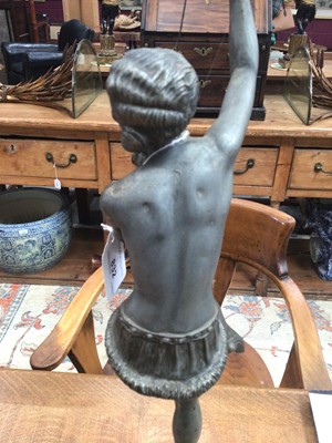 Lot 832 - 1930s Art Deco table lamp figure on glass ball shade with marble base