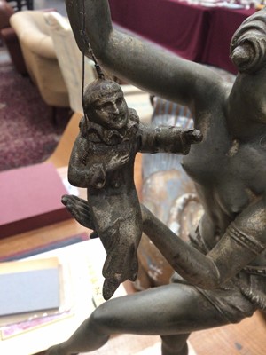 Lot 832 - 1930s Art Deco table lamp figure on glass ball shade with marble base