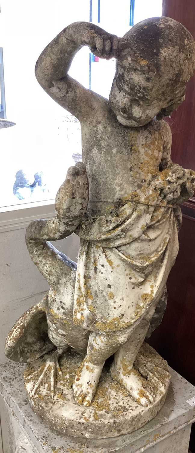 Lot 1234 - Good antique carved marble sculpture depicting Leda and the Swan, raised on circular plinth, 85cm high