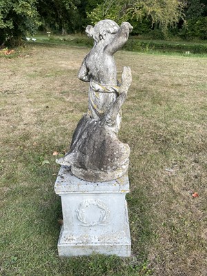 Lot 1234 - Good antique carved marble sculpture depicting Leda and the Swan, raised on circular plinth, 85cm high