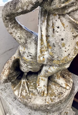 Lot 1234 - Good antique carved marble sculpture depicting Leda and the Swan, raised on circular plinth, 85cm high