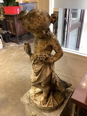Lot 1234 - Good antique carved marble sculpture depicting Leda and the Swan, raised on circular plinth, 85cm high