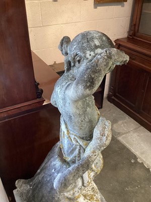 Lot 1234 - Good antique carved marble sculpture depicting Leda and the Swan, raised on circular plinth, 85cm high