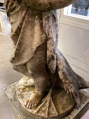 Lot 1234 - Good antique carved marble sculpture depicting Leda and the Swan, raised on circular plinth, 85cm high