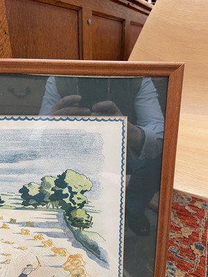 Lot 1022 - *John Northcote Nash (1883-1977) 1940s School Prints lithograph - Harvesting, printed by The Baynard Press, in glazed frame, 48cm x 75cm