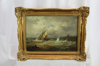 Lot 917 - John Moore of Ipswich (1820-1902) oil on canvas - Off the Suffolk Coast, signed, 25.5cm x 35.5cm, in gilt frame