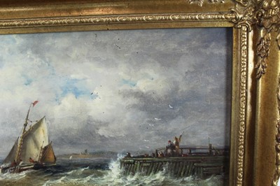 Lot 917 - John Moore of Ipswich (1820-1902) oil on canvas - Off the Suffolk Coast, signed, 25.5cm x 35.5cm, in gilt frame