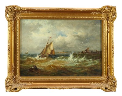 Lot 917 - John Moore of Ipswich (1820-1902) oil on canvas - Off the Suffolk Coast, signed, 25.5cm x 35.5cm, in gilt frame