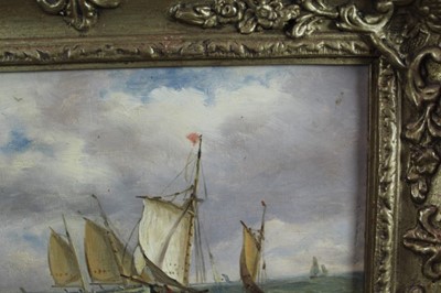 Lot 919 - John Moore of Ipswich (1820-1902) oil on board - Off the Coast, signed, 18cm x 25cm, in gilt frame