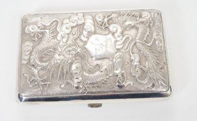 Lot 453 - Late 19th/early 20th century Chinese white metal cigarette case of rectangular form