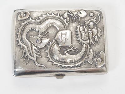 Lot 454 - Late 19th/early 20th century Chinese white metal cigarette case