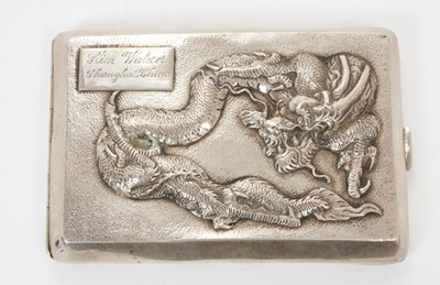 Lot 456 - Late 19th/early 20th century Chinese white metal cigarette case