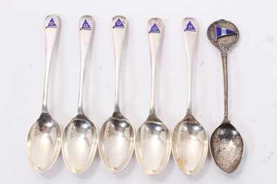 Lot 352 - Yachting interest - five George V silver Old English pattern teaspoons