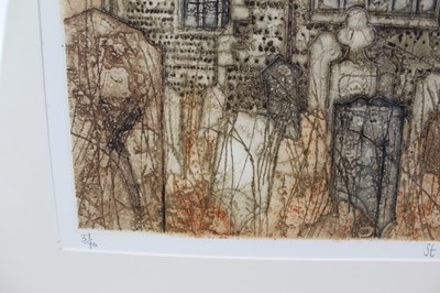 Lot 1021 - *Valerie Thornton (1931-1991) signed limited edition etching and aquatint - St Margaret's, Cley, 37/70, dated '73, 42cm x 54cm, in glazed frame