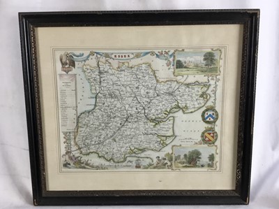 Lot 285 - J. J. Moule 1840, hand coloured map of Essex, 21cm x 27cm, framed and glazed