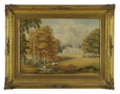 Lot 934 - English School, 19th century, watercolour - Gosfield Place, home of the Sparrow Family, 33cm x 48cm, in glazed gilt frame (see lots 932-933 for related works)