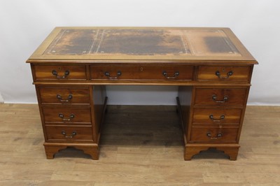 Lot 1396 - Victorian style mahogany twin pedestal desk