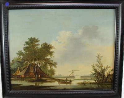 Lot 241 - Dutch School, 19th century, oil on canvas - River Landscape, 41cm x 52cm, framed