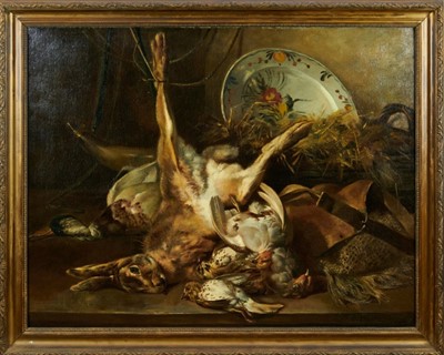 Lot 1104 - Eugene Henri Cauchois (1850-1911) oil on canvas - Still Life Dead Birds and Game, signed, 71cm x 91cm, in gilt frame
