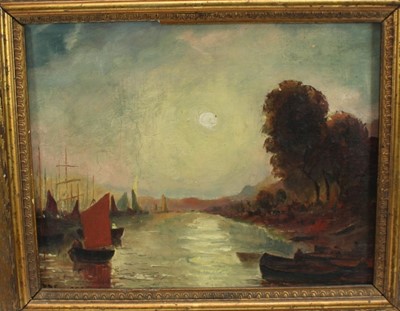 Lot 1054 - Percival Barton Gowers (1889-1965) oil on canvas - Suffolk River Landscape, signed, 21.5cm x 25.5cm, in gilt frame